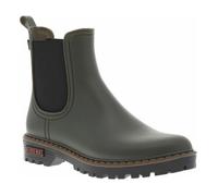 Boots noires et kaki à talon décroché bas et soufflet élastiqué 41