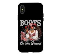 Boots on The Ground Bottes de Cowboy Noir Cowgirl Western Coque pour iPhone X/XS