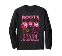 Boots on The Ground Rose Cowgirl Cancer du Sein Western Femmes Manche Longue