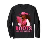 Boots on The Ground Rose Cowgirl Cancer du Sein Western Femmes Manche Longue