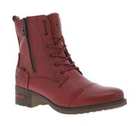 Boots rouges unis à talon plat et zip 36