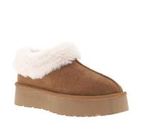Boots sabot en matériaux vegan caramel, semi-compensées, fourrées et à enfiler 40