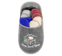 BOOTSY® Chaussons pour invités - Motif Welcome Cerf (5 paires) • Pantoufles en feutre unisexe • Lot de chaussons d’accueil • Tailles 35/38, 38/40, 41/43, 44/45 • Mules avec sac de rangement