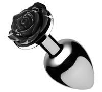 Booty Sparks Black Rose - plug anal aluminium - argent noir