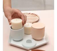 Boowan Nicole 3.5OZ pot de bougie en béton minimaliste avec couvercle moule en Silicone fait à la main moule de recharge de bougie durable décor à la maison Kit A