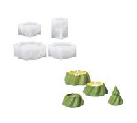 BOOWAN NICOLE Empilage de bougies de Noël en forme de pot avec couvercle, moules en silicone pour béton, arbre de Noël, Jesmonite, bougeoirs en plâtre, moules de coulée pour décoration de Noël (SH1107