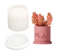 BOOWAN NICOLE Gifts for Mom Moule en silicone pour pot de fleurs succulentes en ciment avec plateau Moule à bougie d'intérieur Décoration d'intérieur