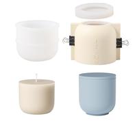 BOOWAN NICOLE Moule à bougie rond en silicone avec couvercle, moule de recharge de 255 g, moule pour béton jesmonite ciment (SH1023+916-2+LZ624)