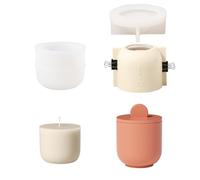 BOOWAN NICOLE Moule à bougie rond en silicone avec couvercle, recharge de 99,2 g, moule pour béton jesmonite ciment (SH1024+915-3+LZ625)