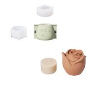 BOOWAN NICOLE Moules en silicone pour bougies roses avec couvercle et recharge de bougies, moule en silicone pour jesmonite, béton, ciment, cadeaux de fête des mères (SH1028-LZ0691)