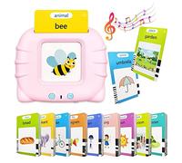 BOOWEN Cartes Flash parlantes pour Tout-Petits 112 Feuilles de 224 Mots Jouet éducatif d'apprentissage Audio Jeux Interactifs Cadeau pour Enfants De 2 à 7 Ans (Rose)