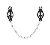 Boowhol Adulte Femme Homme Gay Couple Jouets Sexuels Metal Seins Pinces Seins Réglable Clip avec Chaîne-Cadeau Noël (Noir&Argent)
