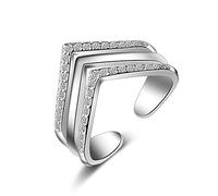 Boowhol Bague Argent La Bague Réglableet Phalange Orteil Avec Un écrin Cadeau Pour Femme Fille- Idée Cadeau Noël Anniversaire (Argent)