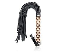 Boowhol Portable de Fouet en Cuir Fessée Fetish SM Bondages Sexy Tools Fantasy Esclave Flogger et Homme Femme Gay Couple Jeu de Rôle Esclave Pour Une Vie Sexuelle Plus Parfaite- Idée Cadeau Noël (Or)