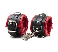 boowhol Sex Menottes en cuir rembourrée éponge Menottes/pied Colliers Noir Rouge vertell Bar Bondage SM Sex Jouet pour femme hommes