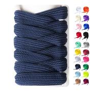 Booyckiy Lot de 2 paires de lacets de chaussures de sport, 15 mm de large, Bleu marine (2 paires), 47inch(120cm)