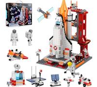 Booyuer City Space Shuttle 11-in-1 STEM Set, Jouet Spatial Ville Vaisseau Spatial Kit de Construction avec Tour de Contrôle & Figures d'Astronautes pour Enfants Garçons Filles 6+ Ans, 888 Pièces