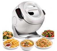 BOOZXCV Robot culinaire Professionnel, cuiseur à Tambour Automatique pour sautés Rapides, Robot de Cuisson Automatique 6 L avec Wok Rotatif à 360°, Chauffage 3D, cuve antiadhésive