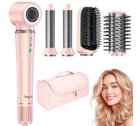Bopcal Brosse Soufflante 5 in 1 avec Sac - 160000 RPM Seche Cheveux avec 500M Ionique Négatif, Fers à Boucle Automatique 32mm, Brosse Volumineux et Lissante, Rapide pour Voyages, Cadeaux Luxe