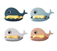 bopely 4 Pcs Porte-Savon Plat De Savon pour Douche Mignon Mur De Baleine Mural Éponge Éponge Éponge pour Douche pour Salle De Bain Baignoire De Cuisine Lavabo