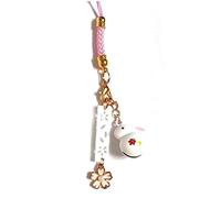 bopely Charme de téléphone, Lapin Mignon Fleur de Cerisier breloque de Sangle de téléphone Portable lanière de téléphone Pendentif Porte-Bonheur pour Porte-clés Sac à Main décoration