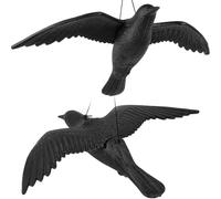 BOPEUY Corbeau Anti-Pigeon en Plastique, Lot de 2 Corbeau Noir en Plastique, Faux Corbeaus Anti Pigeon Balcon, pour Préservant Le Balcon, Toit, Jardin - Épouvantail Efficace pour Pigeons Repellent