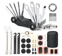 BOPEUY Kit Reparation Velo, 37pcs Trousse Outils de Vélo, 17 en 1 Kit Crevaison Velo avec monte-pneus, Rustines etc Accessoire Velo, Kit Reparation Pneu Velo, pour Bicyclette, VTT, Cyclisme