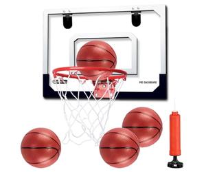BOPEUY Panier de Basket Interieur, Mini Panier de Basket Enfant Interieur, Paniers de Baskets Mural avec 4 Ballons et Pompe à Air, pour Cadeau d'anniversaire Garcon Fille Ado Les 5 Ans et Plus Ans