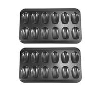 Bopfimer 2 Paquets de Marmite AntiadhéSive Madeleine, Moule de Cuisson 12 avec Plaque de Cuisson pour Gâteaux Shell Plateau AntiadhéSif au Chocolat, UtiliséS pour Cuisson au Four Noir