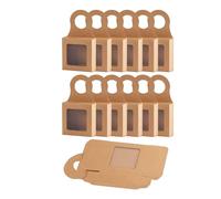 Bopfimer Lot de 30 boîtes à bouteilles de vin avec fenêtre, boîtes à vin, boîtes à charcuterie, boîte d'emballage de savon, boîte d'emballage pour cadeau, marron, facile à utiliser, 9 x 9 x 3 cm
