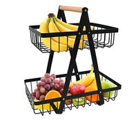 BOPHIS Détachable Panier Fruit à 2 Niveaux Corbeille de Fruits avec Tournevis Cuisine Corbeille Fruits et Légumes Porte Legume pour Fruits Légumes Panier Rangement Cuisine Maison Bureau