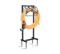BOPIES Support de Stockage de Tuyau, Étable Robuste Noir Étagère en métal Robuste Organisateur de Tuyau d’Outil for Cour, Jardin et Ferme(B)