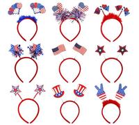 Boppers Patriotic Head, bandeau pour la Journée de l'indépendance, Banque patriotique | 9x Memorial Day Independence Day Accessoires faveurs pour défilés du 4 juillet, barbecue, événements