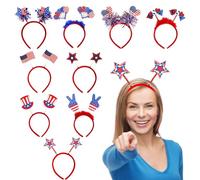 Boppers Patriotic Head, bandeau pour la Journée de l'indépendance | Église bleu blanc rouge, du Jour 'Indépendance du Mémorial 9x pour les défilés, barbecue, événements, costumes et célébrations