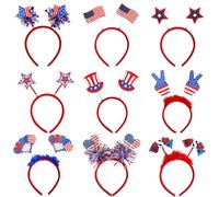 Boppers Tête patriotique, serre-tête du jour de l'indépendance, Reave bleu rouge | 9 accessoires pour le jour de l'indépendance du Memorial Day pour les défilés du 4 juillet, BBQ, ev
