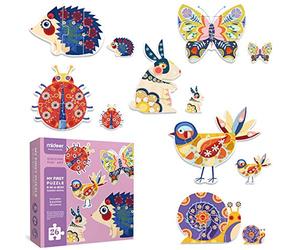 boppi Mideer Mon premier puzzle pour enfant avec de grandes pièces extra épaisses pour enfants de 2 à 3 ans - Animaux du jardin