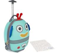 Boppi Valise à roulettes Tiny Trekker pour Enfants, Bagage Cabine 17 L pour garçon et Fille (Robot, 35 x 25 x 45 cm)