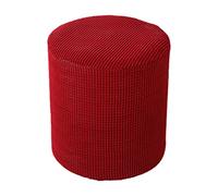S-TROUBLE Housse Pouf Ronde Gaufre Jacquard Velours Housse Repose-Pieds Élastique Protecteur Vin Rouge
