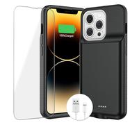 BOPPS Coque de batterie pour iPhone 13/12h/14h, ultra fine et puissante 8000 mAh, protection à 360°, coque de chargeur de batterie rechargeable pour iPhone 13h/12h/14h00, noir