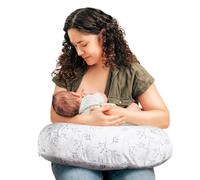 Boppy Coussin d'allaitement - Feuilles Douces Grises - Coussin Plus Grand, Plus Ferme et Plus de Soutien pour l'allaitement et Le biberon - Remplissage Plus Ferme, Levage Plus élevé, Plus Grande