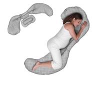 Boppy Coussin de Grossesse Soutien Total corporel modulable Gris, Coussin Confortable, Assure Un Soutien pour Le Corps, favorise la Position latérale, 3 Parties pour Chaque Besoin, Lavable en Machine