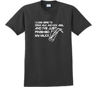 BOQUAN Street T-Shirt The It Crowd I Came Here to Drink Milk and Kick Ass! Inspired Comedy T Black M