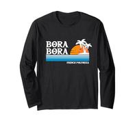 Bora Bora Tahiti Tropical Vacation Vintage Style années 80 Coucher de soleil Manche Longue