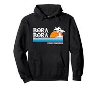 Bora Bora Tahiti Tropical Vacation Vintage Style années 80 Coucher de soleil Sweat à Capuche
