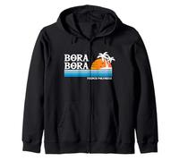Bora Bora Tahiti Tropical Vacation Vintage Style années 80 Coucher de soleil Sweat à Capuche