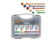 BORA Lot de 800 vis avec filetage grossier | Vis Pocket-Hole à code couleur pour bois | Dans une boîte de rangement pratique