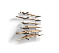 Bora Portamate PBR-0620 Étagère de rangement murale en bois à 6 niveaux, pour l'organisation du garage - Blanc et gris
