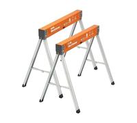 BORA Workhorse PM-3330T Lot de 2 chevalets de sciage pliables et robustes avec pieds réglables pour entrepreneurs et établi portable Orange