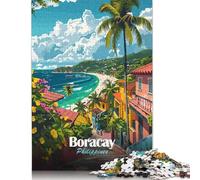 Boracay, Philippines - Puzzle de 500 pièces avec vue sur l'île tropicale - Puzzle en bois pour adultes de plus de 18 ans - Jeu familial de 500 pièces (52 x 38 cm)