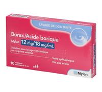 BORAX/ACIDE BORIQUE VIATRIS 12/18MG/ML UNIDOSE 5ML Gouttes Ophtalmiques 50 ml